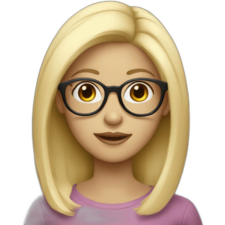 black hair White-skinned girl with blond glasses emoji