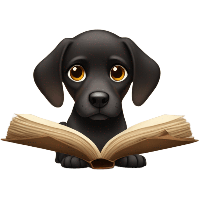 Black and brown dog reading a book emoji