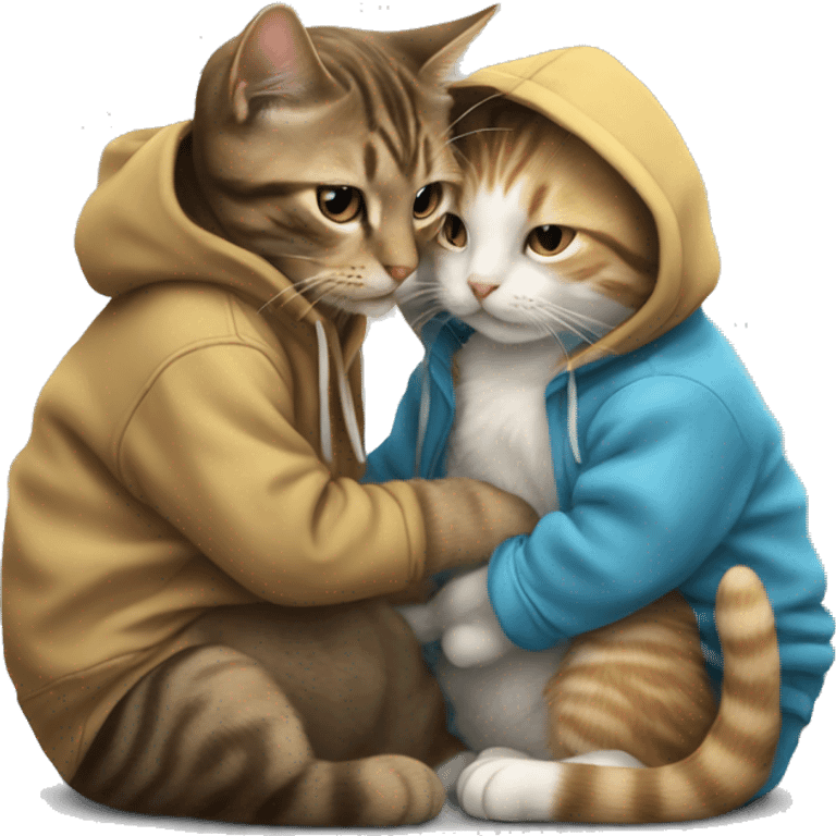 a cat kissing another cat with a hoodie  emoji