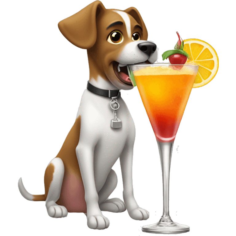 Dog drinking a cocktail emoji