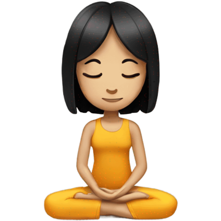 young white girl with black hair meditating emoji