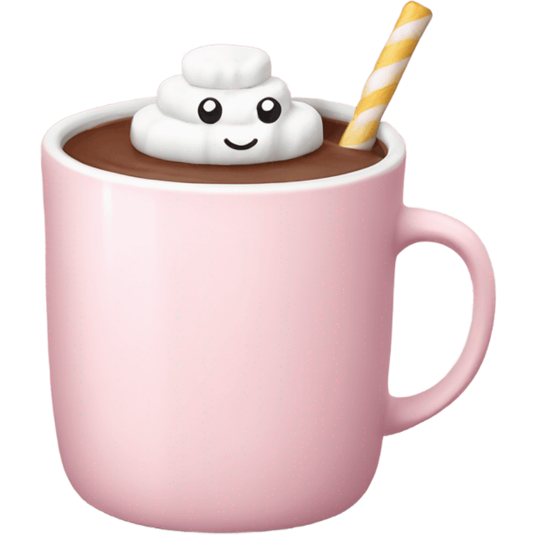 Light Pink mug of hot chocolate with marshmallows  emoji