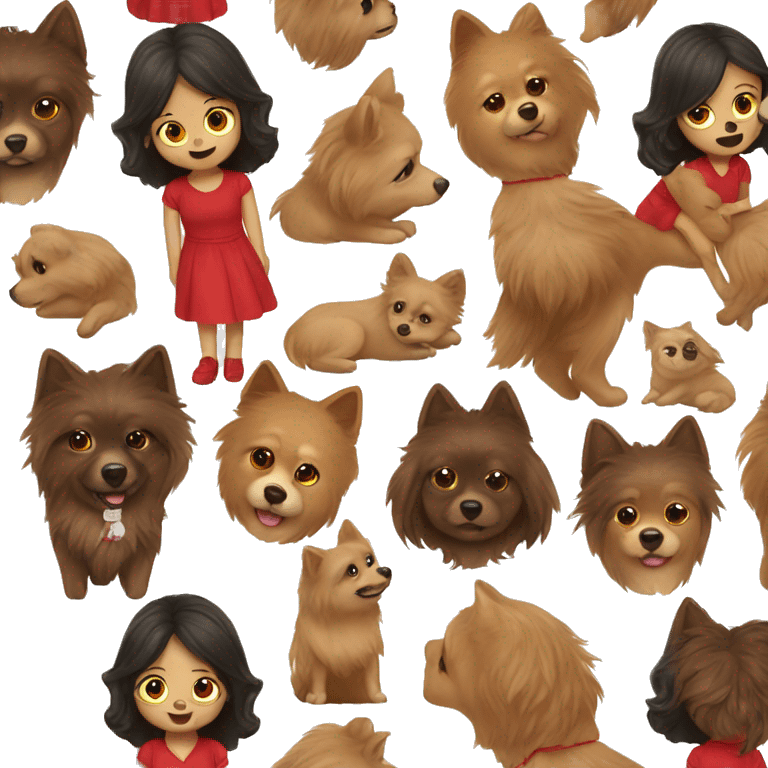 red spitz and girl with dark brown hair emoji