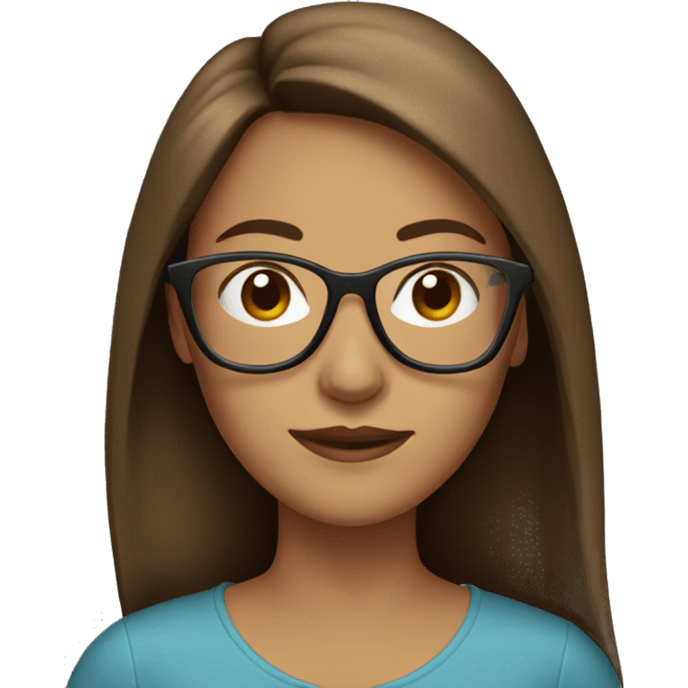 woman, long brown hair glasses emoji