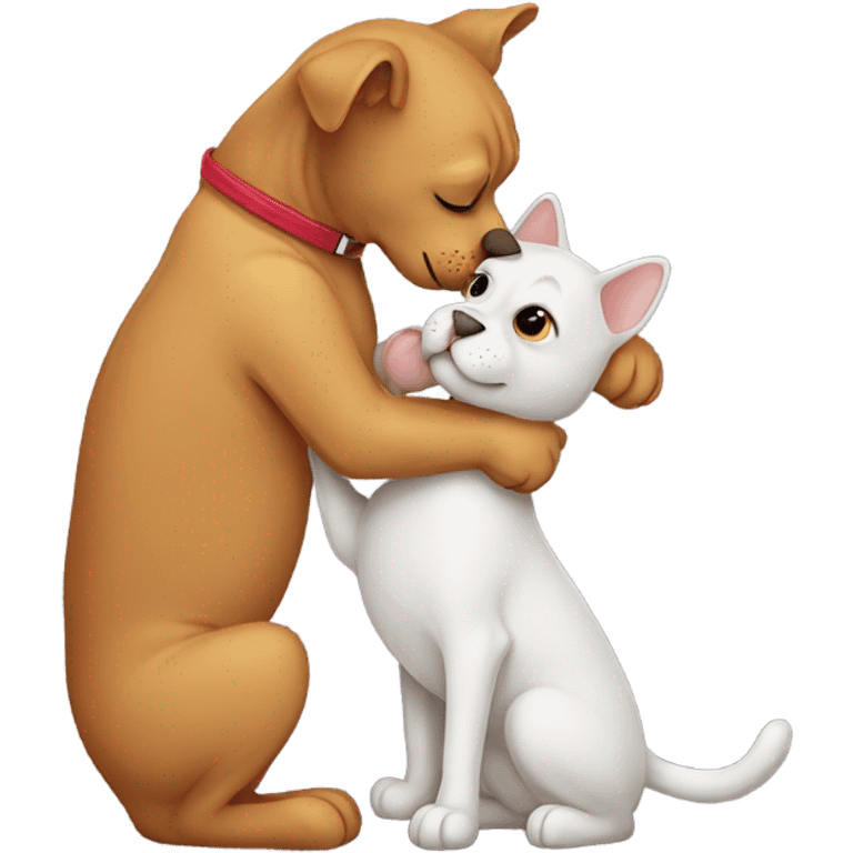 Cat kissing dog emoji