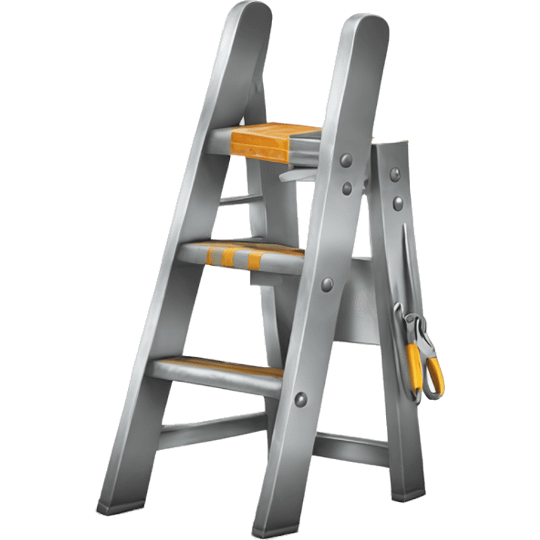 metallic stepladder and toolbox emoji