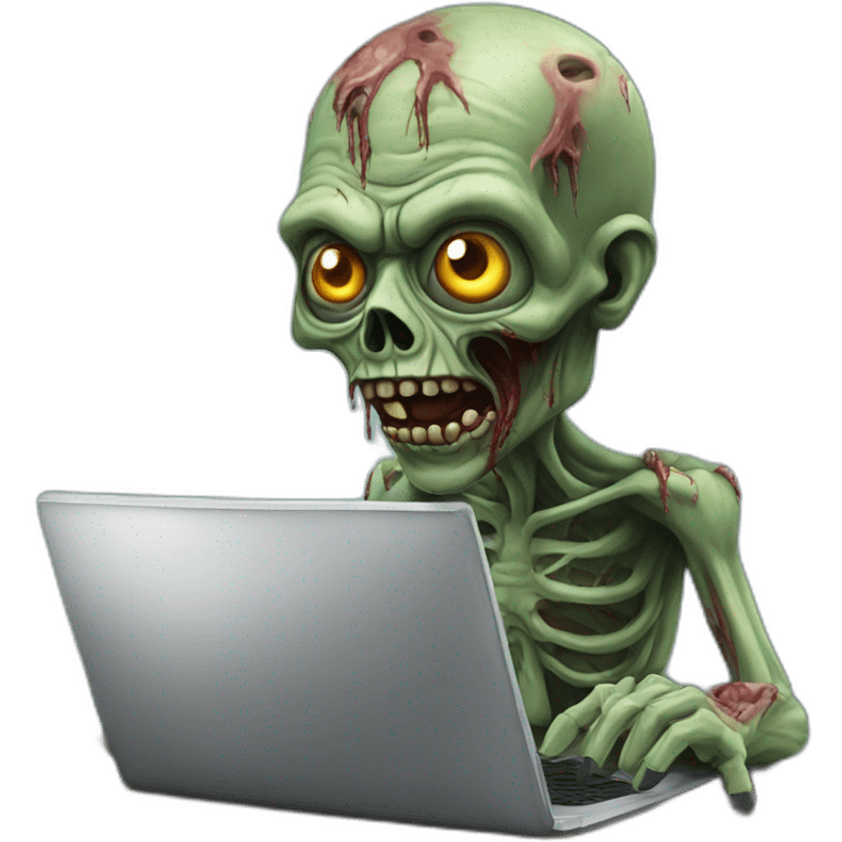 zombie coding on a laptop hyperrealistic emoji