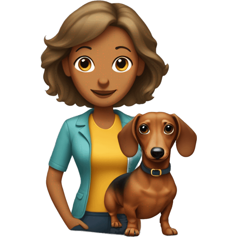 dachshund and woman emoji