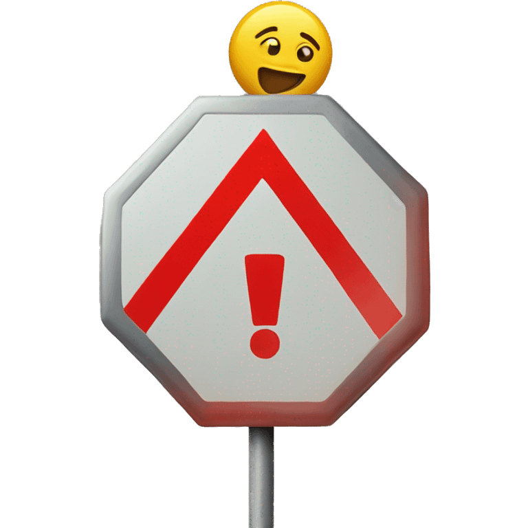 stop sign but instead of saying stop it shows an exclamation mark emoji