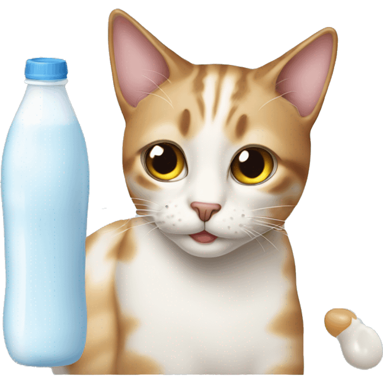 Cat with milk on his face emoji