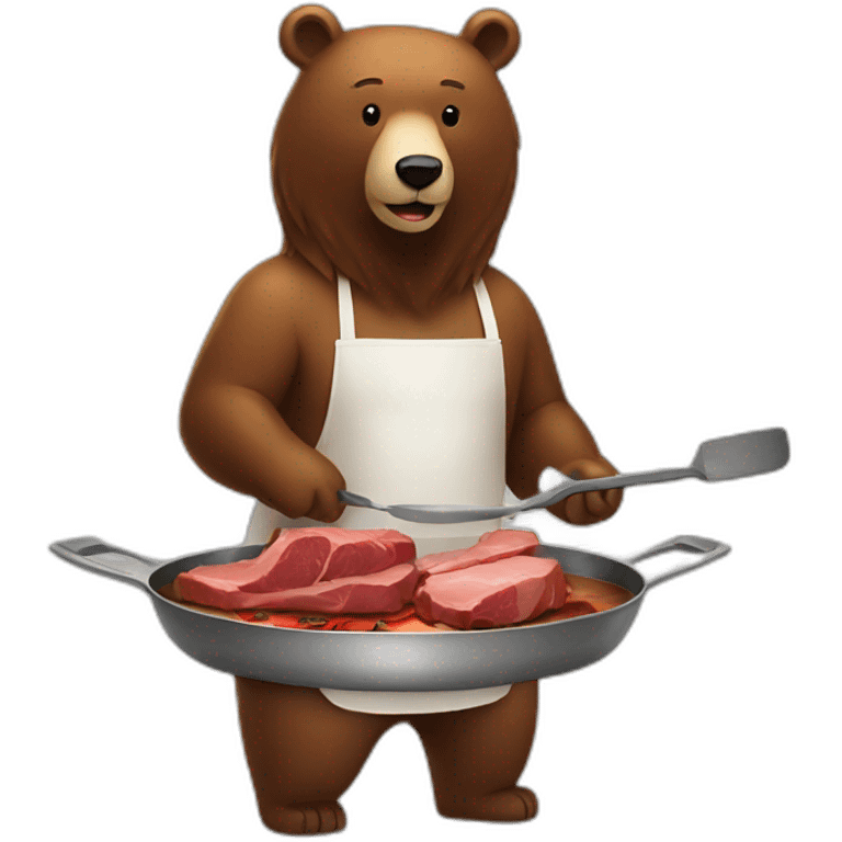 bear cooking meat emoji