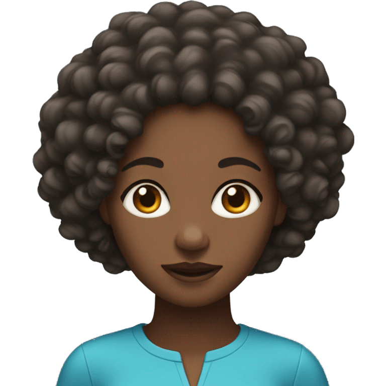 black woman with curly hair and blu eyes  emoji