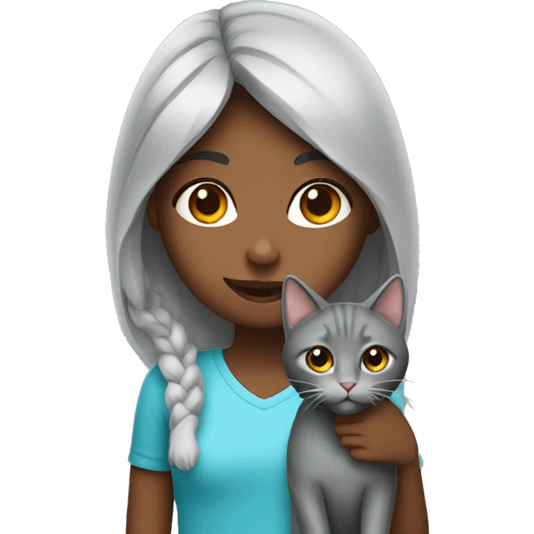 a girl with a grey cat emoji