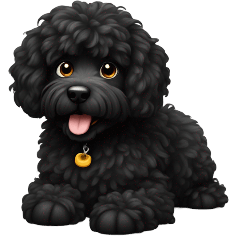 black fluffy doodle dog emoji