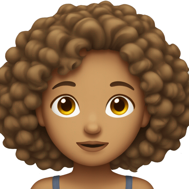 Tan girl with brown curly hair sleeping emoji