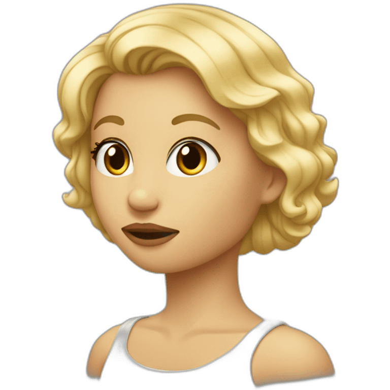 Une fille blonde au cheveux court qui fait bisou à un garçon au cheveux noir emoji