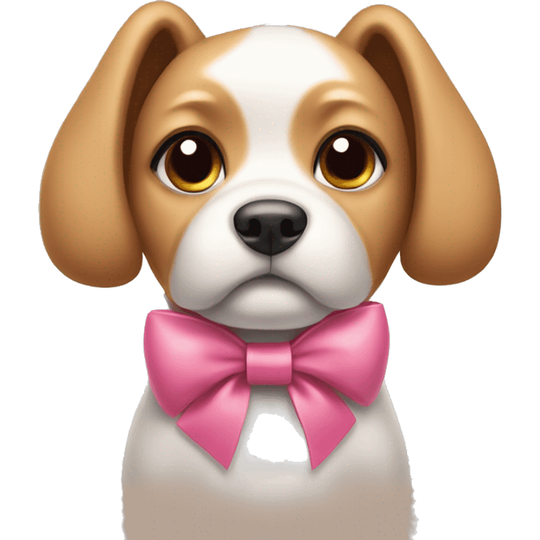 Cute dog with bows on ears and bow collar emoji