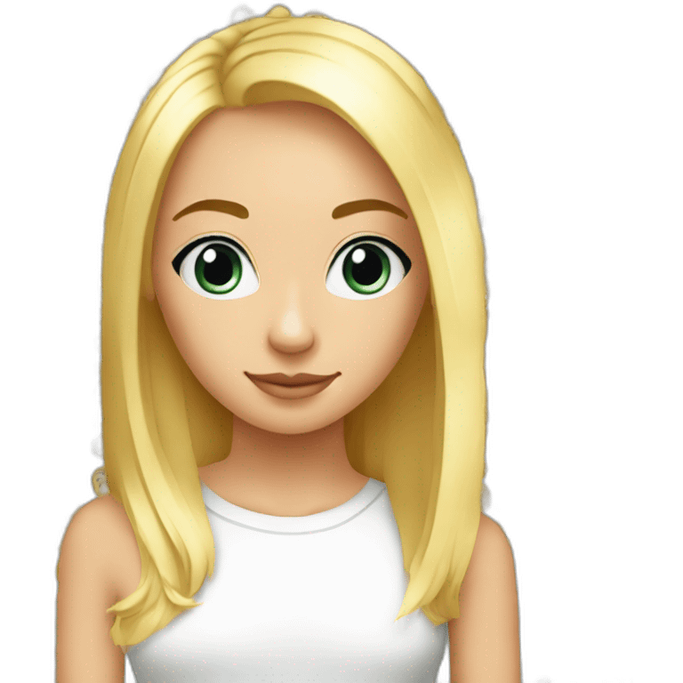 fille blonde cheveux lisse yeux bleus emoji