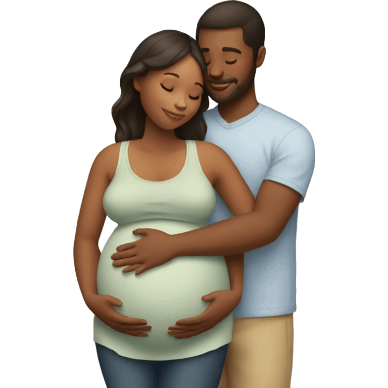 pregnant woman and her partner hug emoji