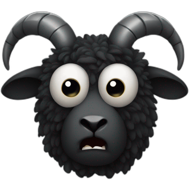 Angry black sheep with big horns emoji