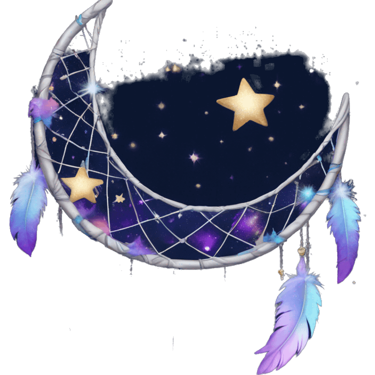 Sparkly crescent-moon-and-stars-galaxy-dreamcatcher emoji