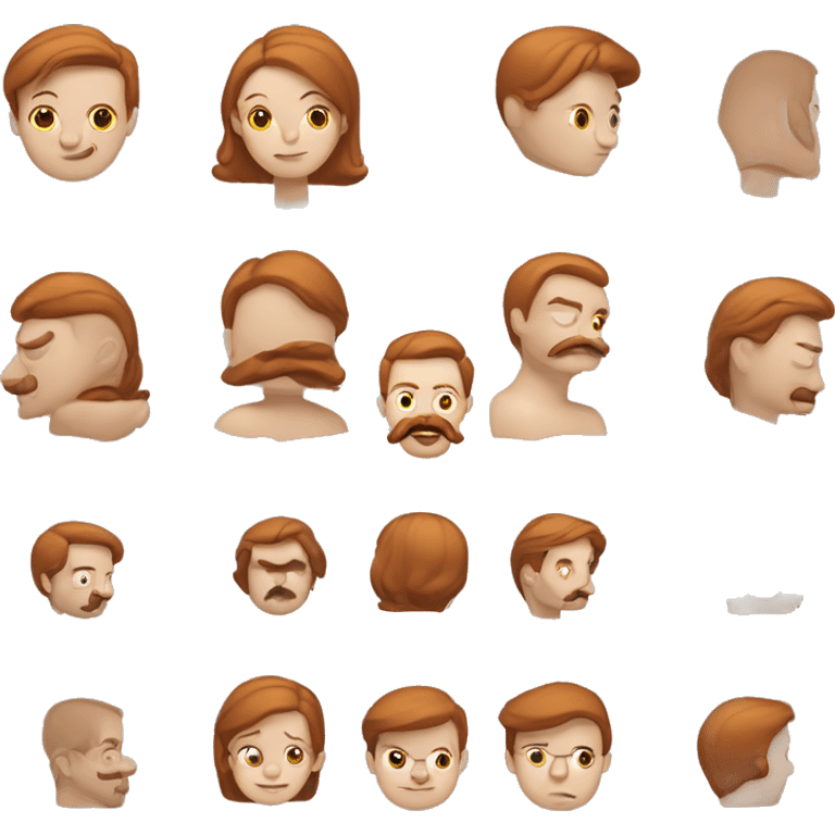 Pale Redhead woman with brown hair that is slicked back with a moustaches man emoji