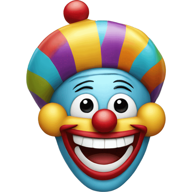 laughing emoji with a clown hat and a clown no emoji