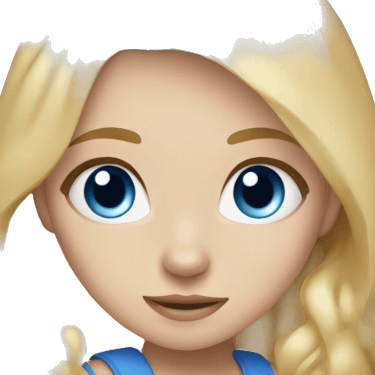 blonde hair girl blue eyes with calico cat emoji