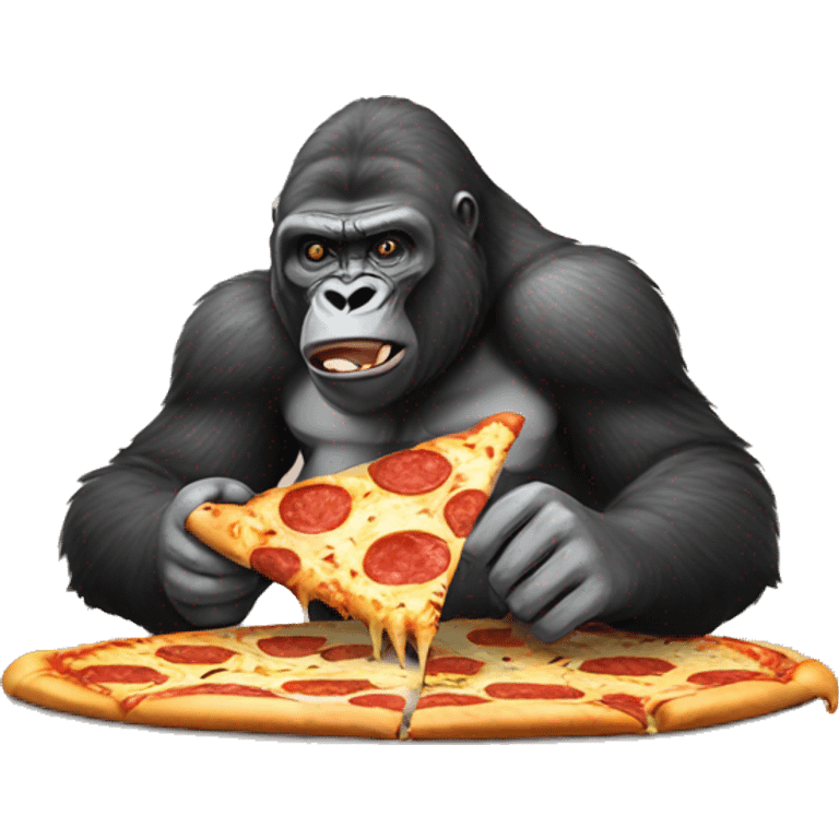 Gorilla eating a pizza emoji