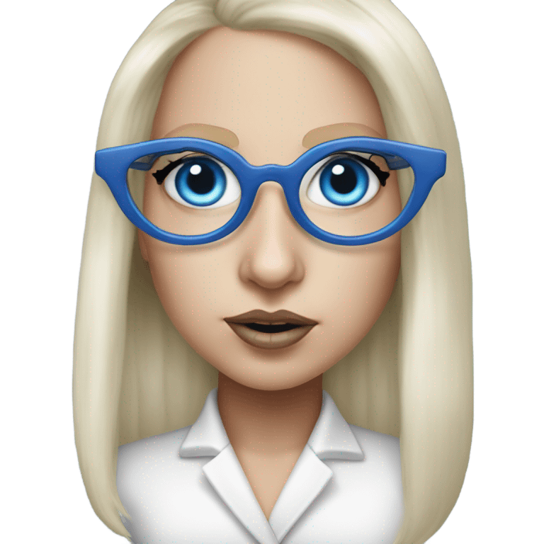 Hyper Realistic Lady Gaga blue eyes big glasses  emoji