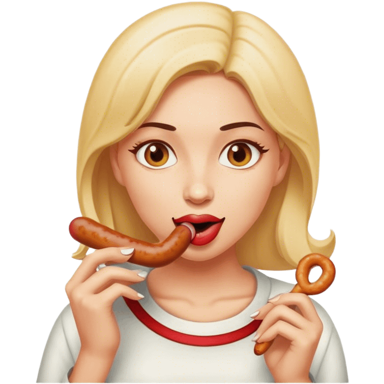 Woman with sausage emoji