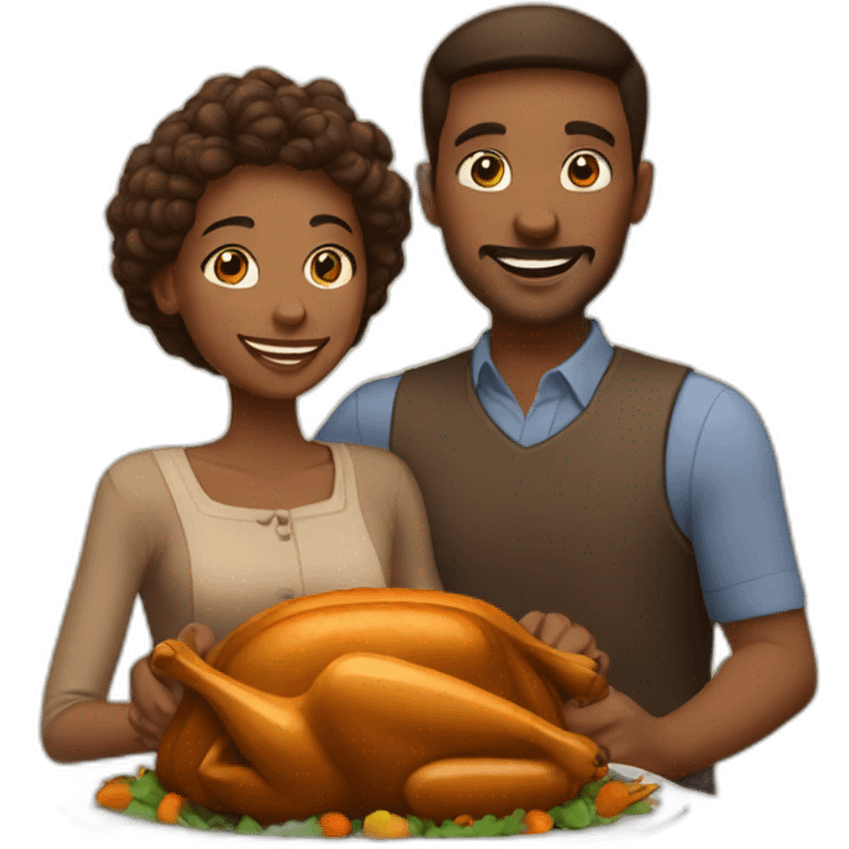 small family of three celebrating thanksgiving emoji