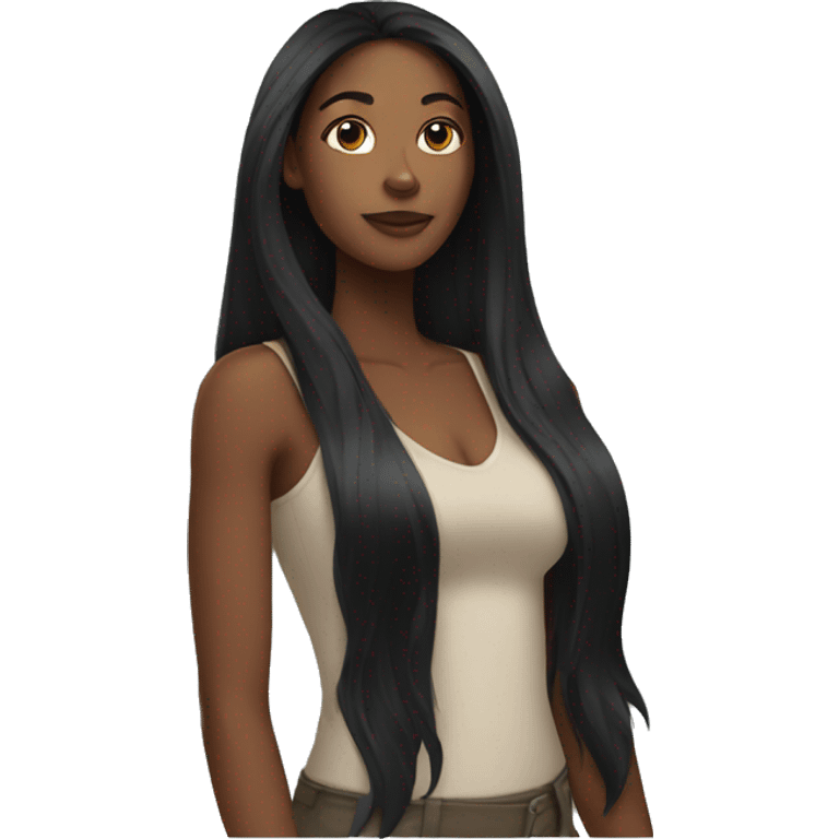 a black woman with long hair emoji