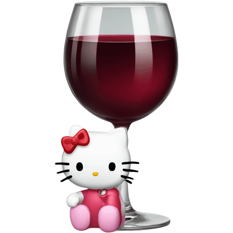 Hello Kitty drinking red wine emoji