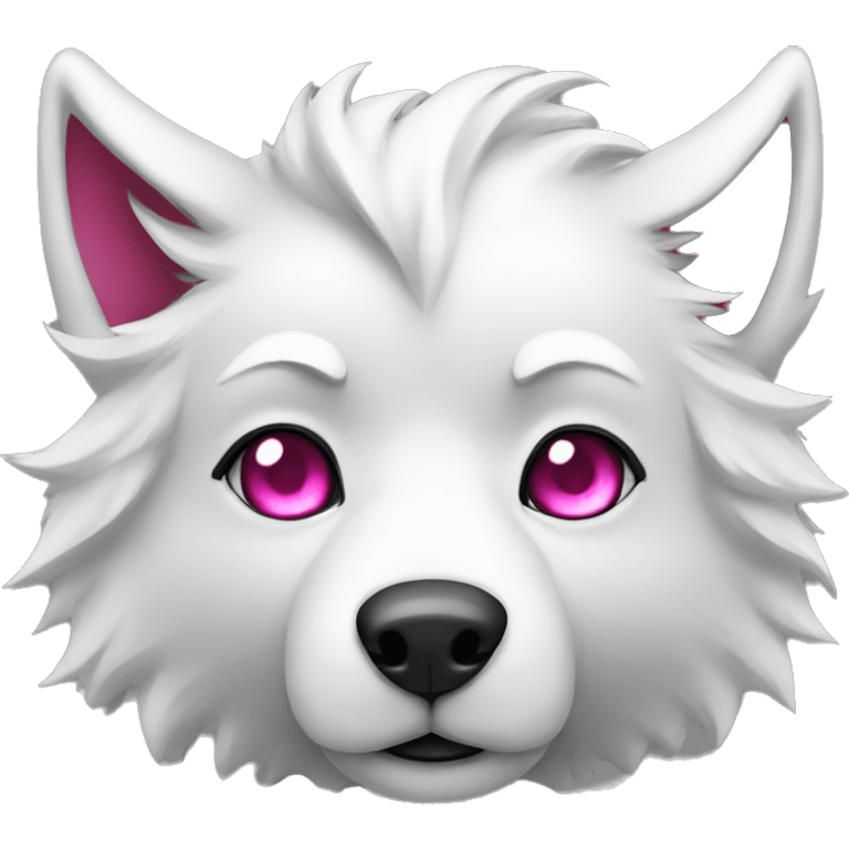 white wolf  with dark pink eyes hahaha emoji