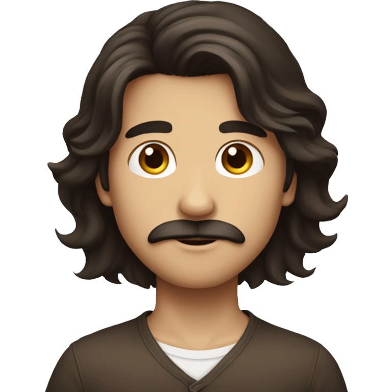 dark brown long hair boy with small moustache emoji