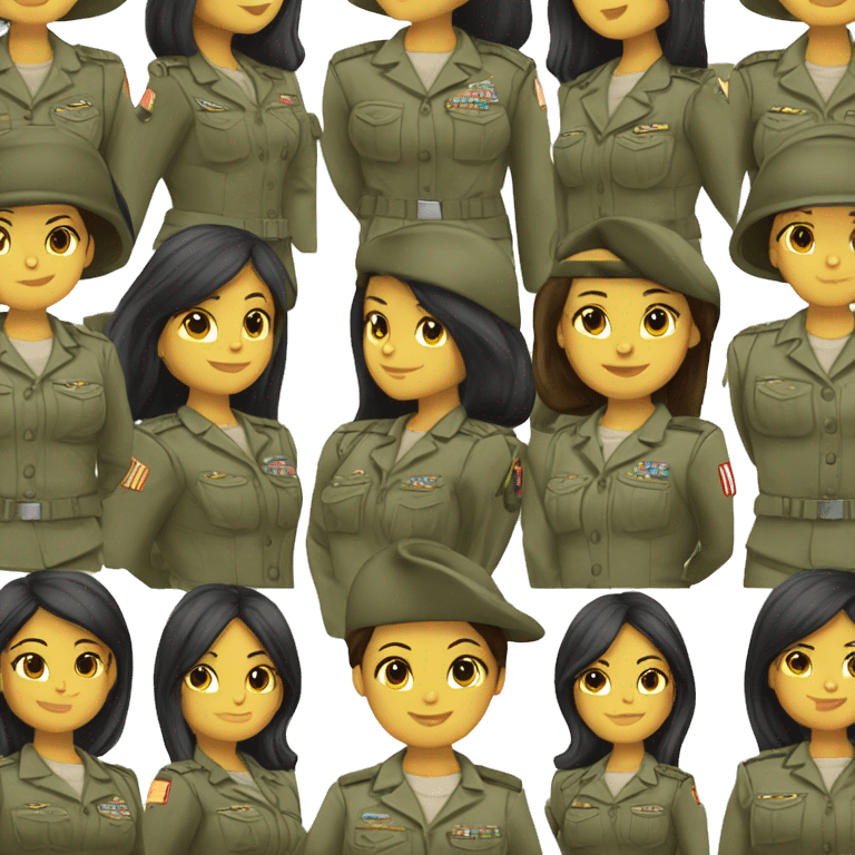 19 year old Latina girl soldier with black straight medium length straight hair has her army uniform on  emoji