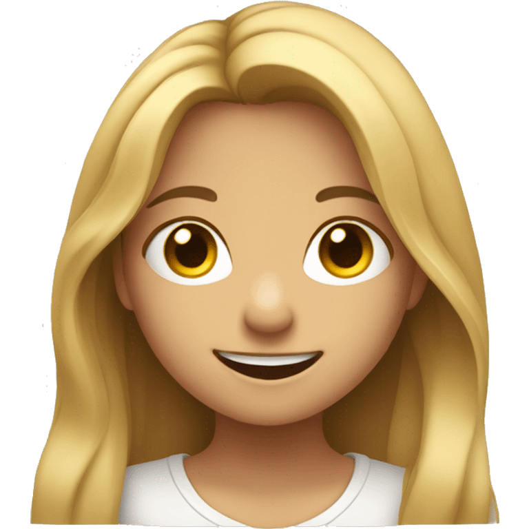 smiling girl with long hair, she points down with her hands for more info emoji