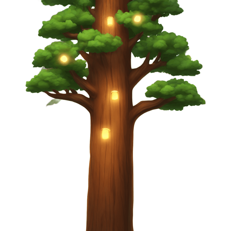 redwood tree with lights emoji