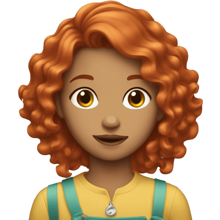 Girl with wavy red hair birthday emoji