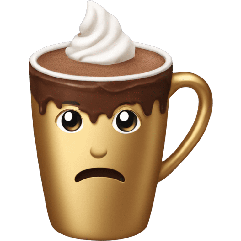 Hot chocolate in a gold mug  emoji