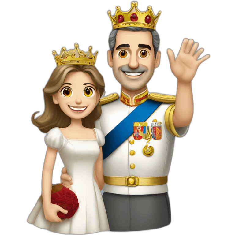 king Felipe VI with girlfriend smiling and waving emoji