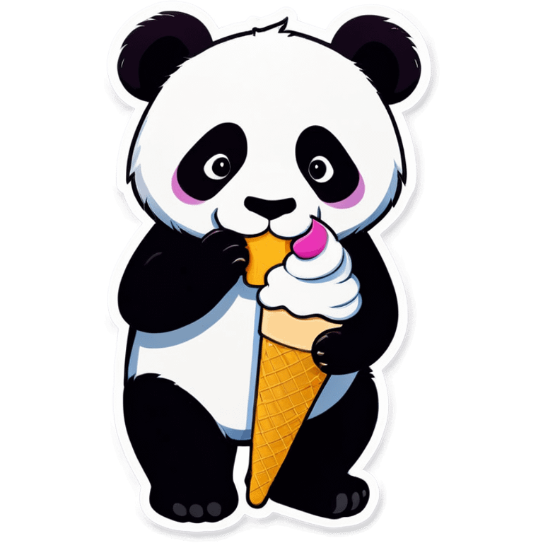 Panda eating ice cream emoji