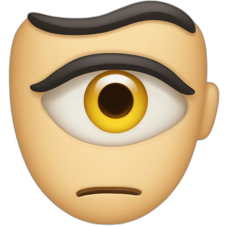 Emoji emoticon pulling with his finger one lower eyelid further down. Meaning alertness, be watchful, you do not fool me, my eye or disbelief gesture emoji