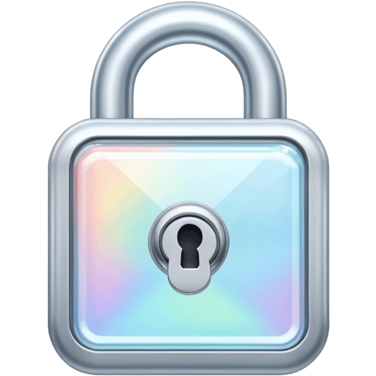 Holographic and glassmorphic white lock emoji