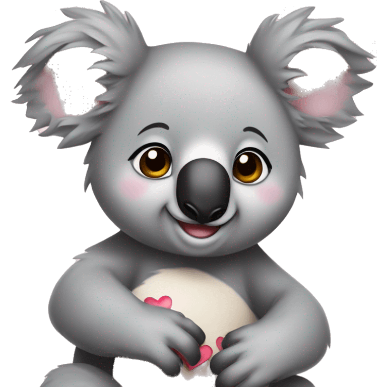 the koala emoji feeling loved so there’s hearts surrounding the koala emoji