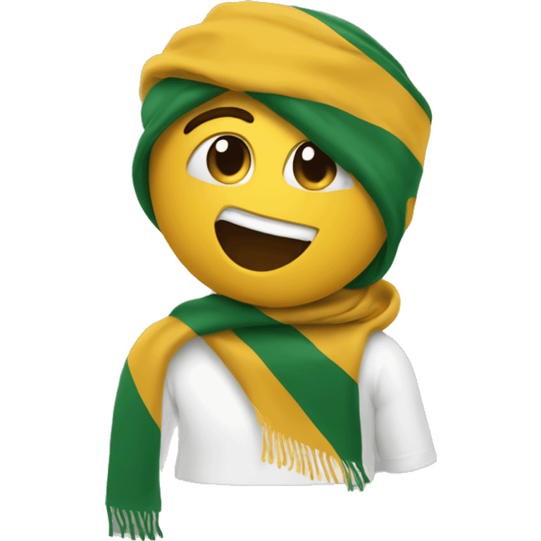 football fan with scarf over head hands up emoji