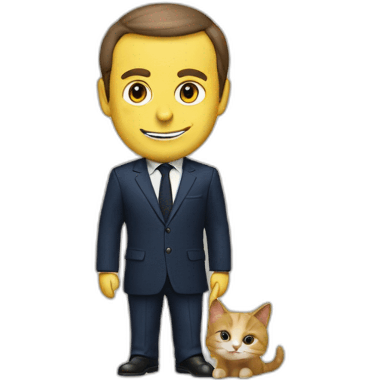 Macron avec un chat sur la tete  emoji