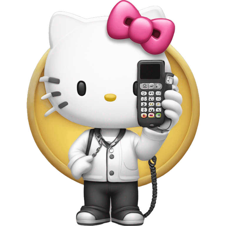 Hello kitty holding a phone emoji