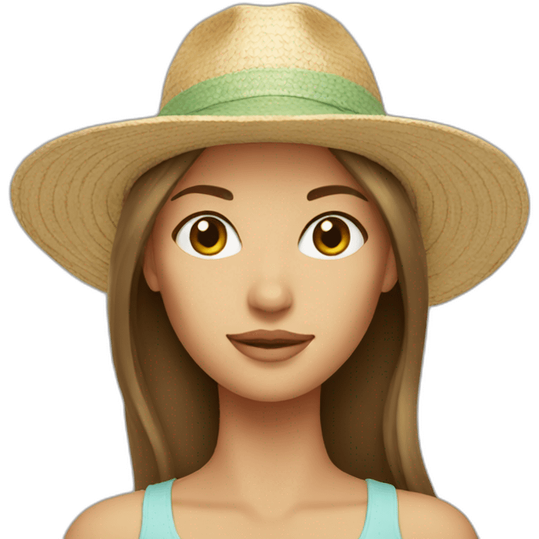 white women with summer hat emoji